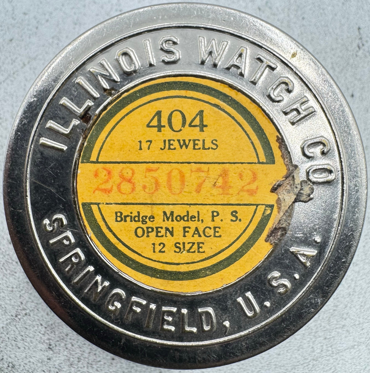 Antique 18 Size Illinois 404 17J Pocket Watch Transport Case Nickel USA