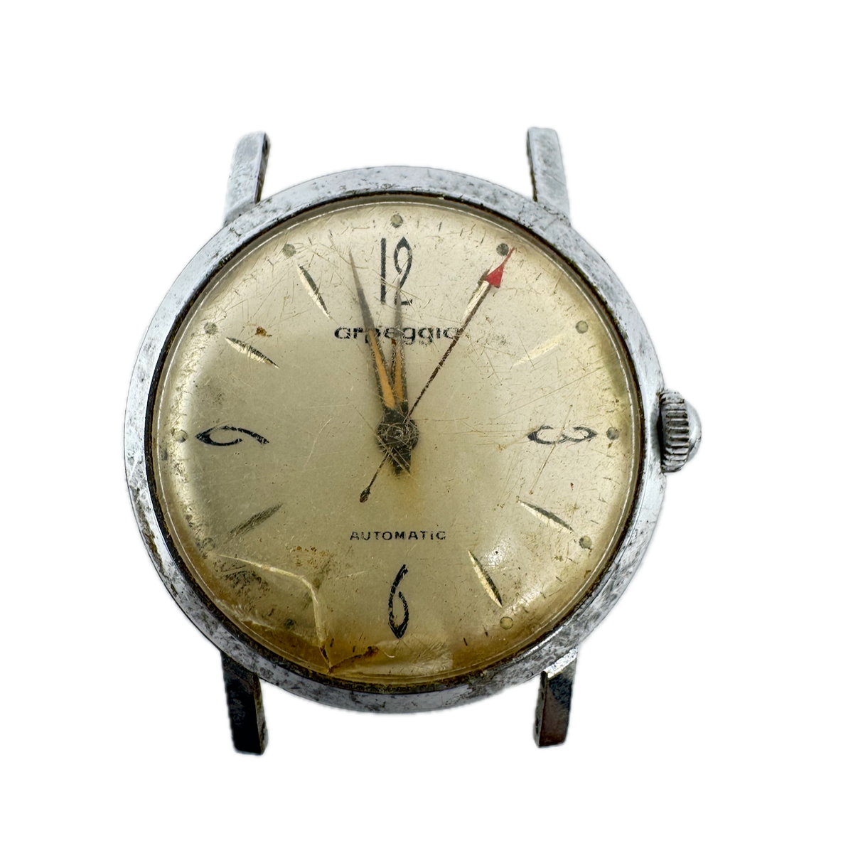 Vintage 33mm Arpeggio 12 Jewel Men's Automatic Wristwatch Swiss Chrome Plated