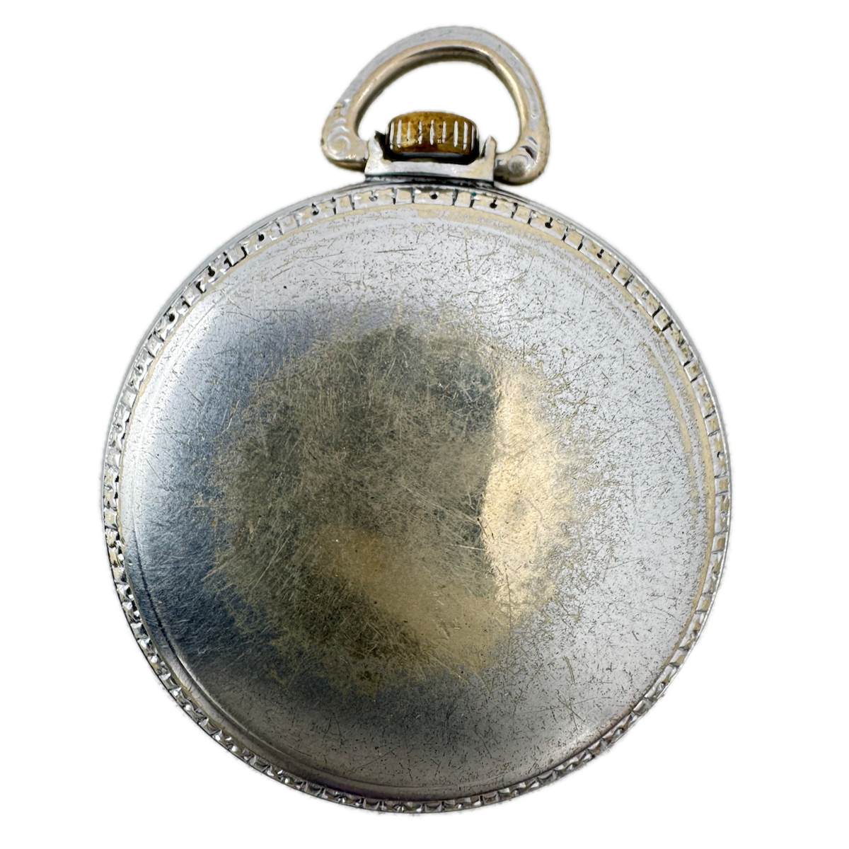Antique 16s Keystone Deco Edge Open Face Pocket Watch Case Chrome Plated USA