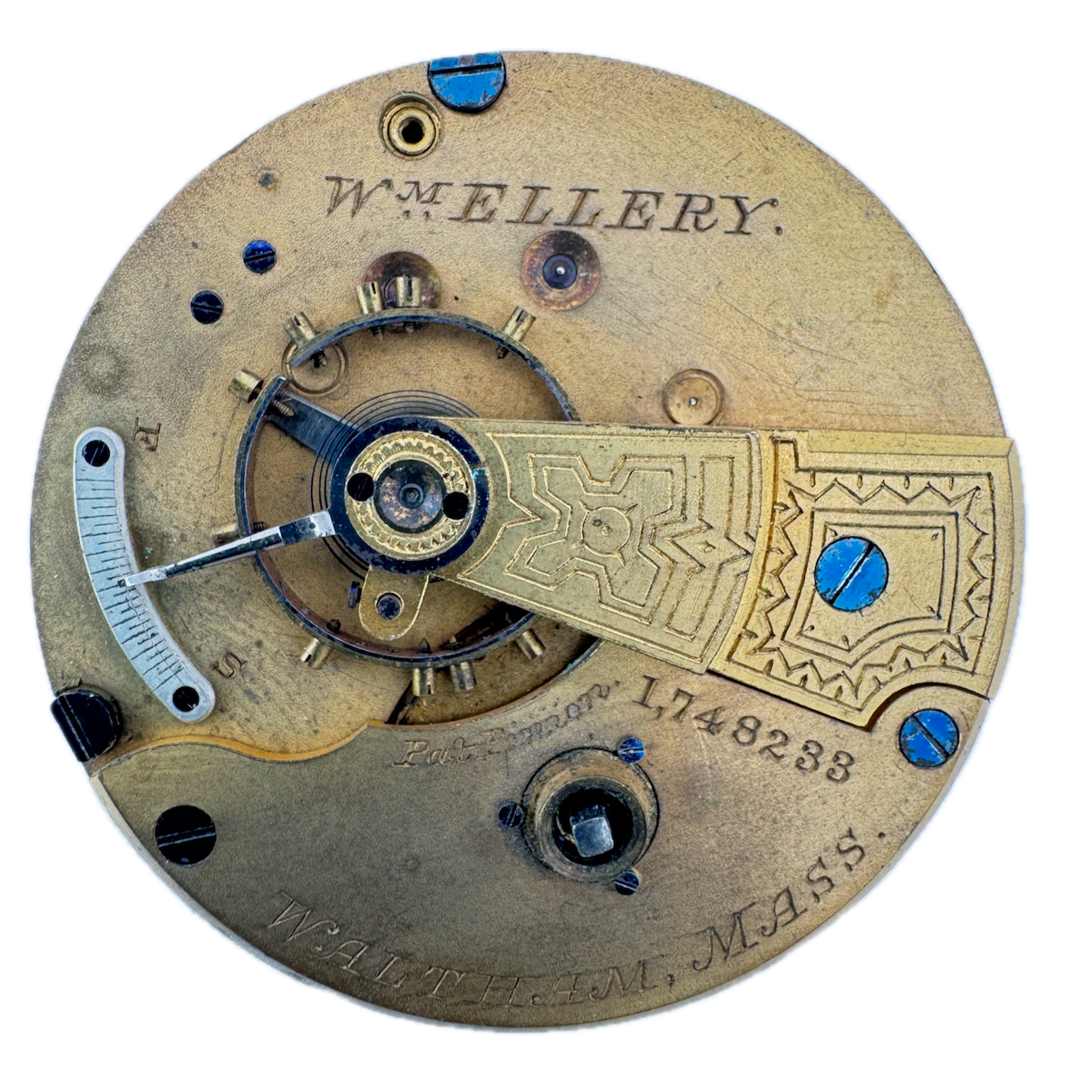 Antique 18s 1882 Waltham 11 Jewel Key Wind Pocket Watch Movement Wm. Ellery USA