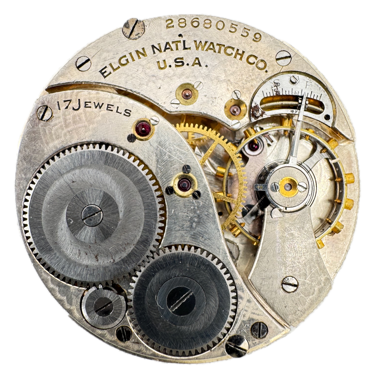 Antique 12s 1926 Elgin 17 Jewel Mechanical Pocket Watch Movement 345 USA