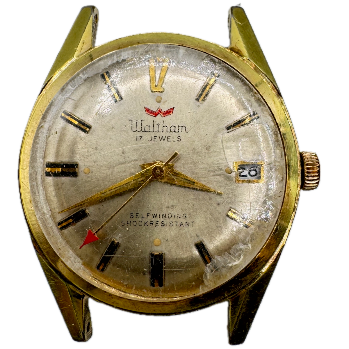 Vintage Waltham Sunburst Date Men's Automatic Wristwatch 36 CN USA Gold Tone