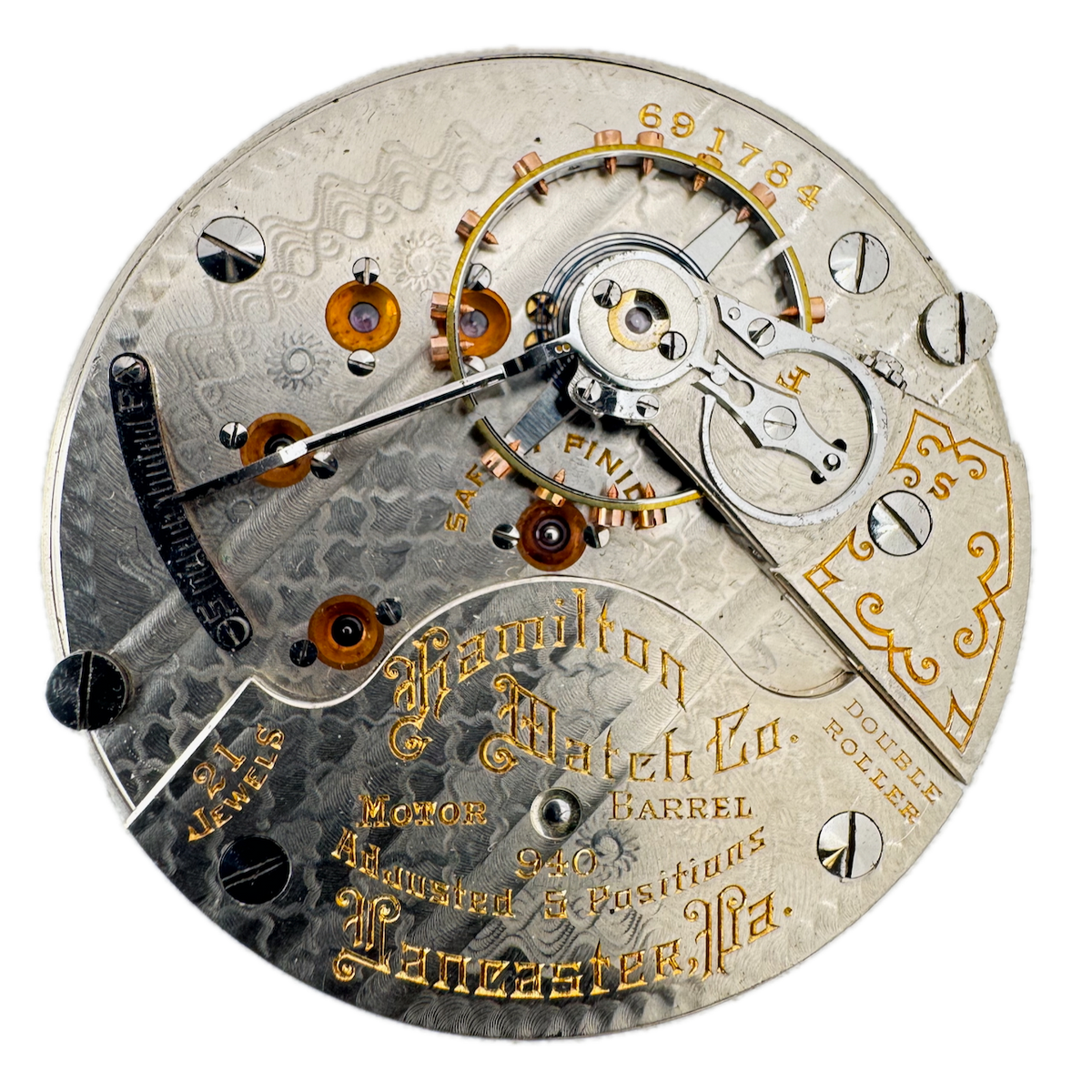 Antique 18s 1911 Hamilton 21j Mechanical Railroad Pocket Watch Movement 940 USA