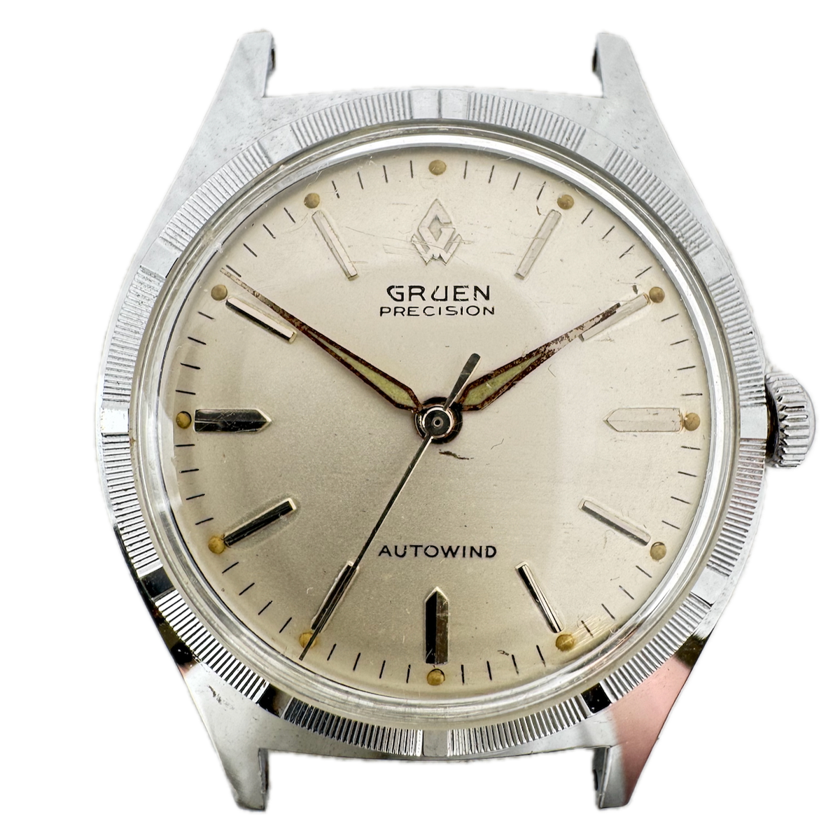Vintage Gruen Salesman Men's Wristwatch Case for Automatic 33mm ChromeSwiss
