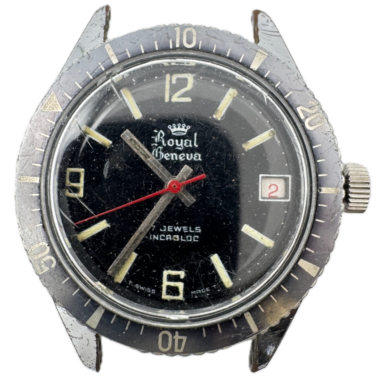 Vintage Royal Skin Diver Men's Mechanical Wristwatch 96 Swiss Chrome Plated