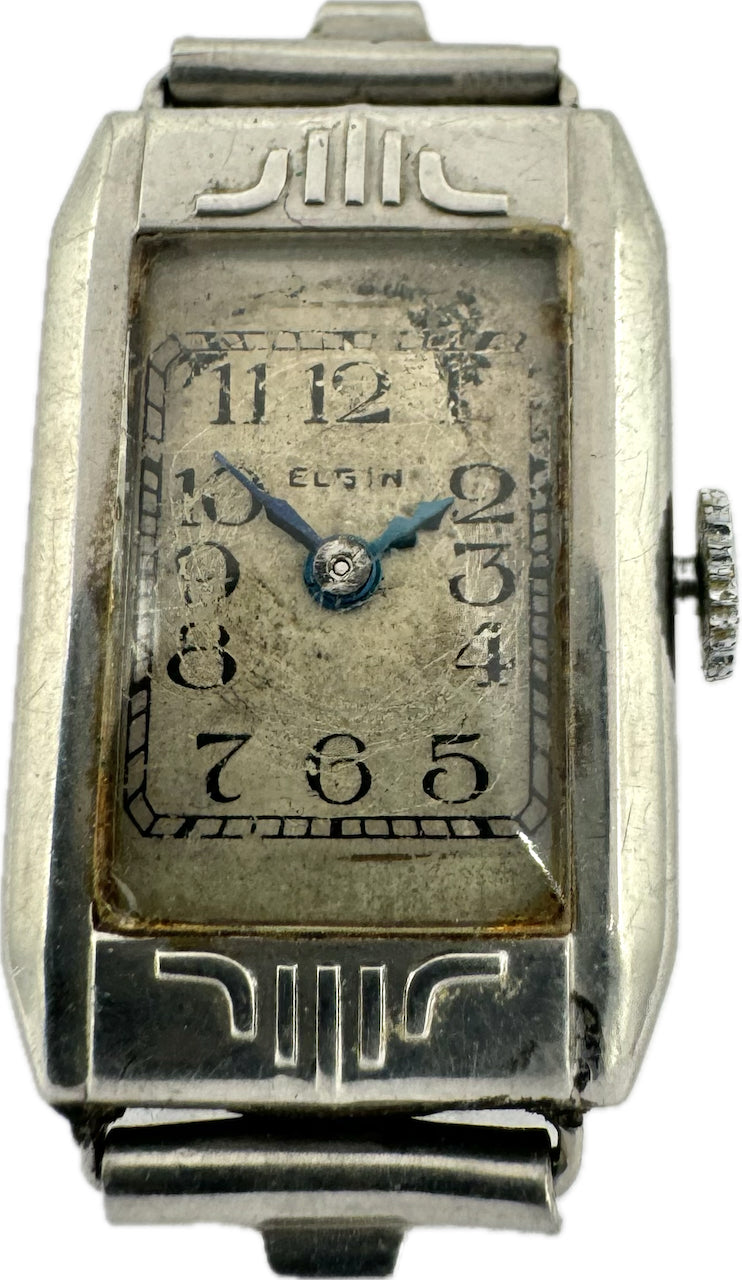 Vintage Elgin Art Deco Ladies Mechanical Wristwatch 488 USA Chrome Plated