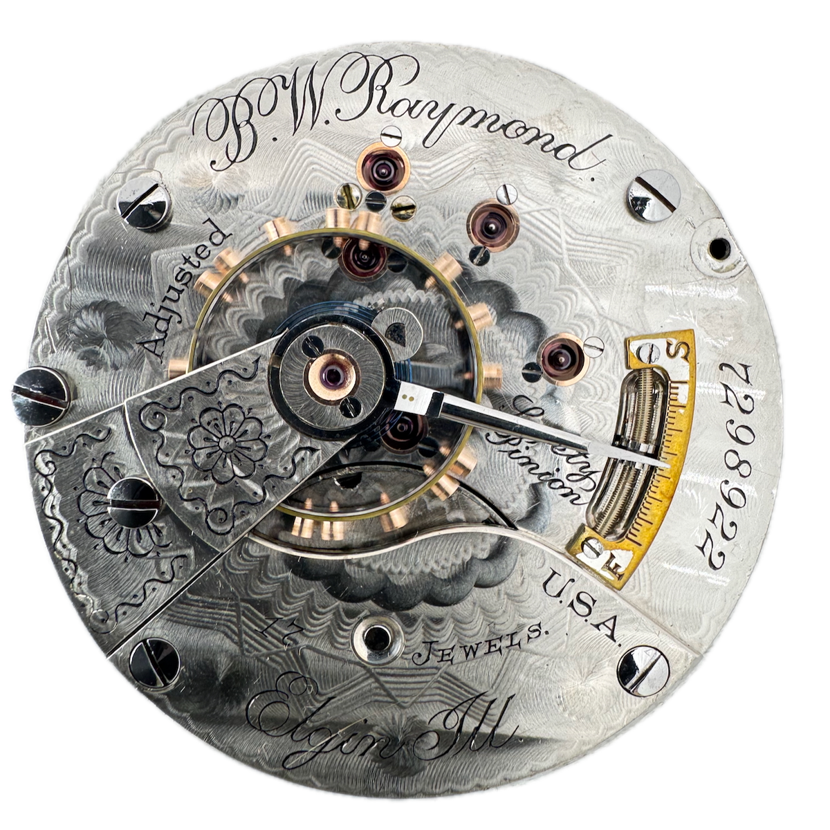 Antique 18s Elgin B.W. Raymond 17j Mechanical Hunter Pocket Watch Movement 183