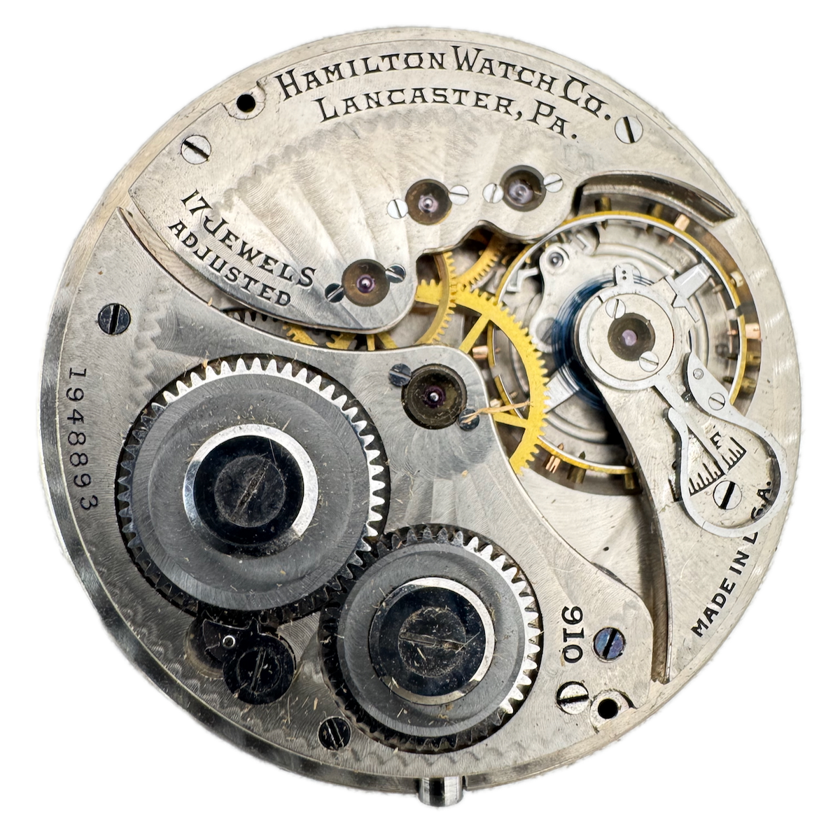 Antique 14s 1922 Hamilton 17 Jewel Mechanical Pocket Watch Movement 910 USA