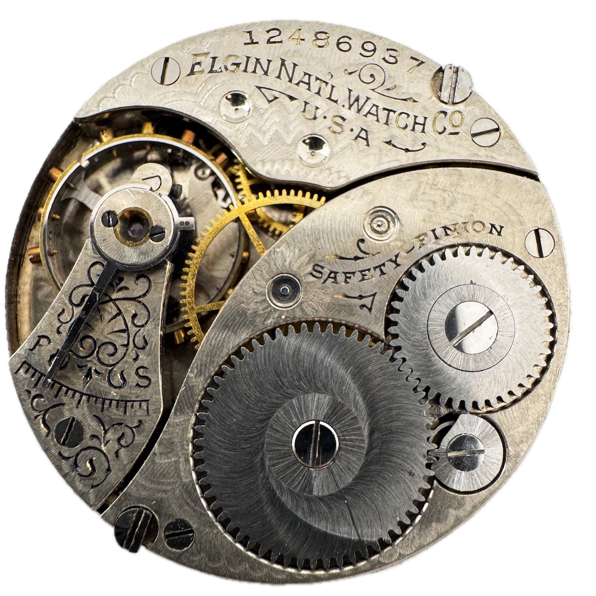Antique 0s 1906 Elgin 7 Jewel Mechanical Hunter Pocket Watch Movement 320 USA