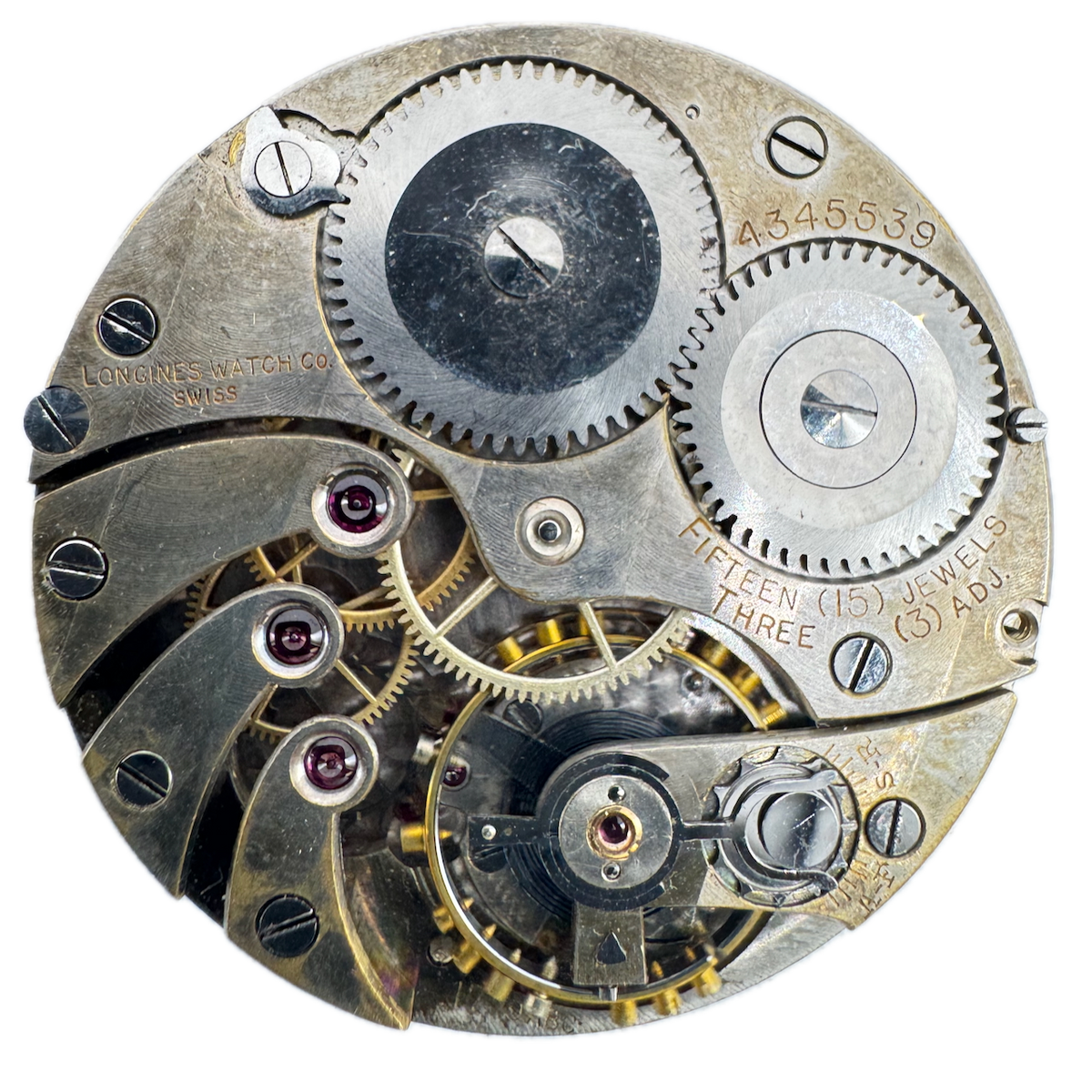 Antique 10s Longines 15 Jewel Mechanical Pocket Watch Movement Swiss for Parts