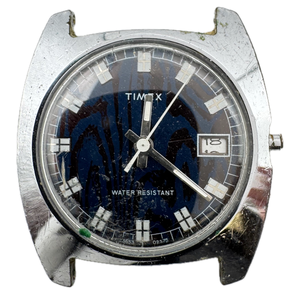 Vintage Timex Marblized Dial Men's Mechanical Wristwatch Steel & Chrome