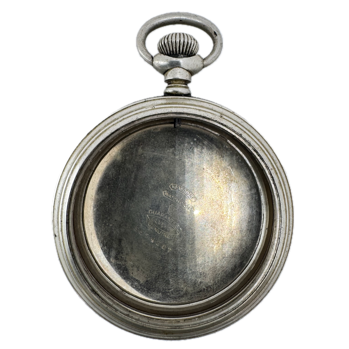 Antique 18s Keystone Coin Edge Open Face Pocket Watch Case Silveroid USA