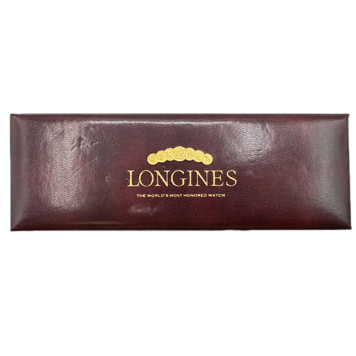 Vintage Longines Most Honored Wristwatch Box Swiss Burgundy Leather & Red Felt