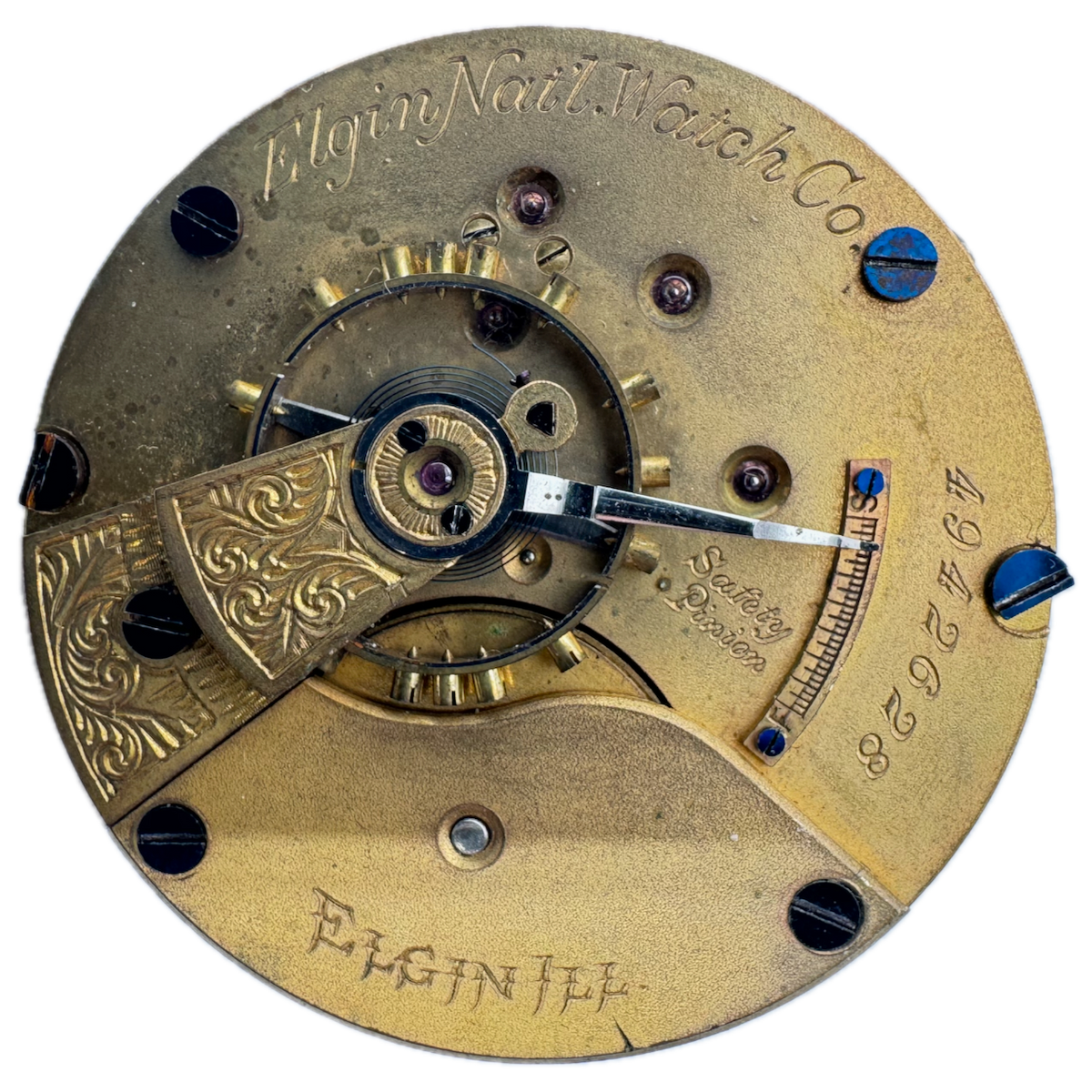 Antique 18s 1893 Elgin 11J Mechanical Hunter Pocket Watch Movement 10 USA Gilt