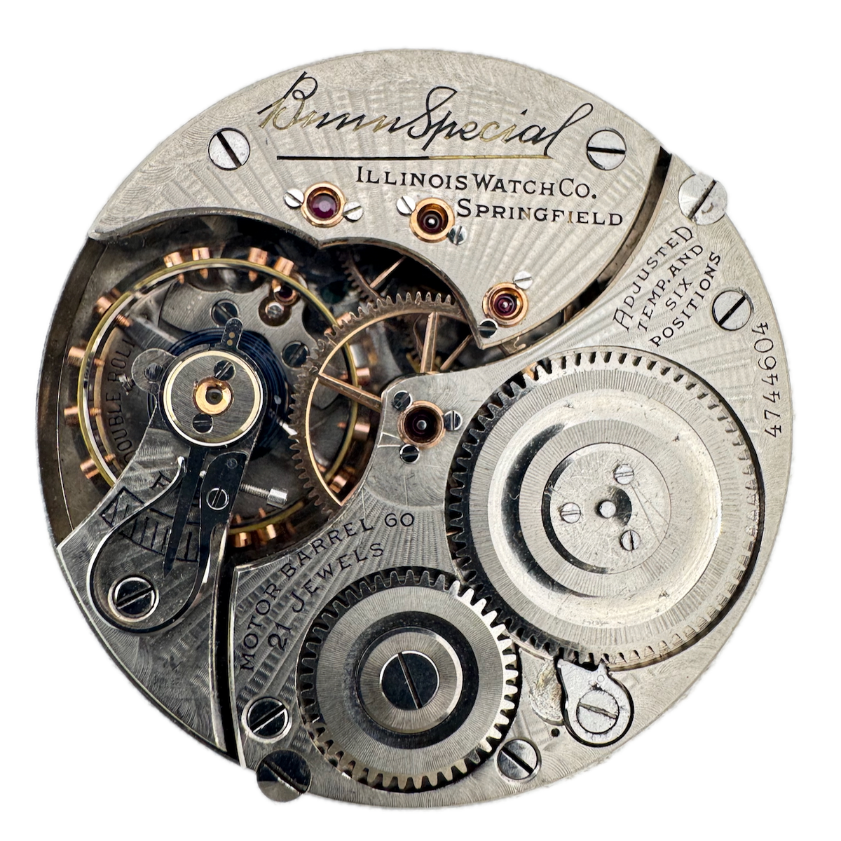 Vintage 16s 1926 Illinois 21j Railroad Pocket Watch Movement Bunn Special USA