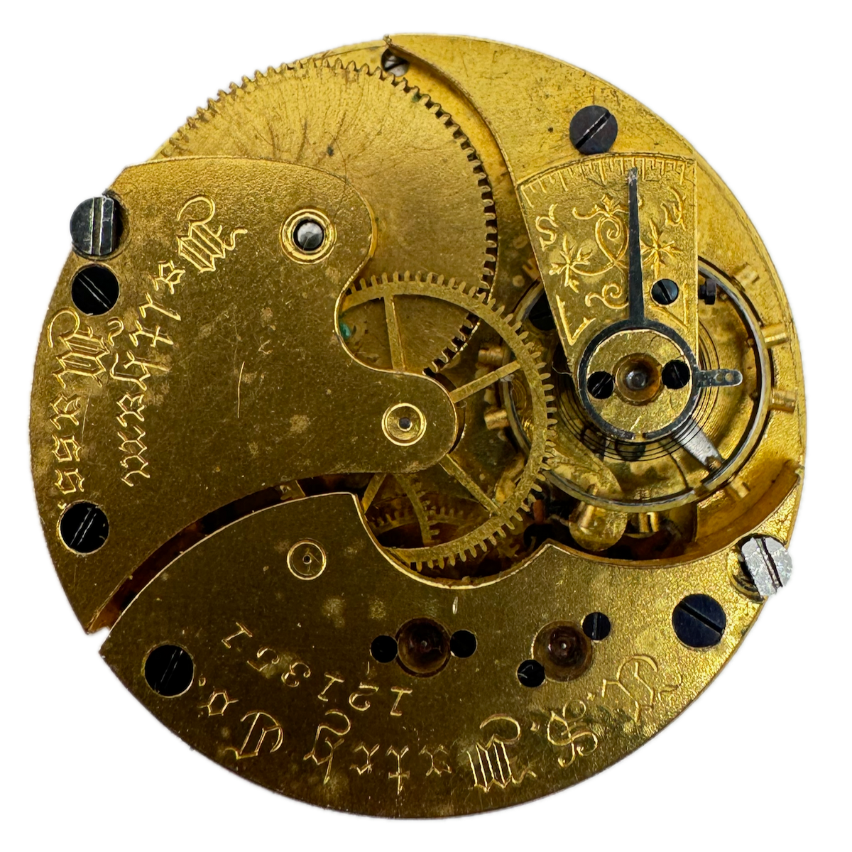 Antique 6s 1892 U.S. Watch Co. 11 Jewel Hunter Pocket Watch Movement 65 USA