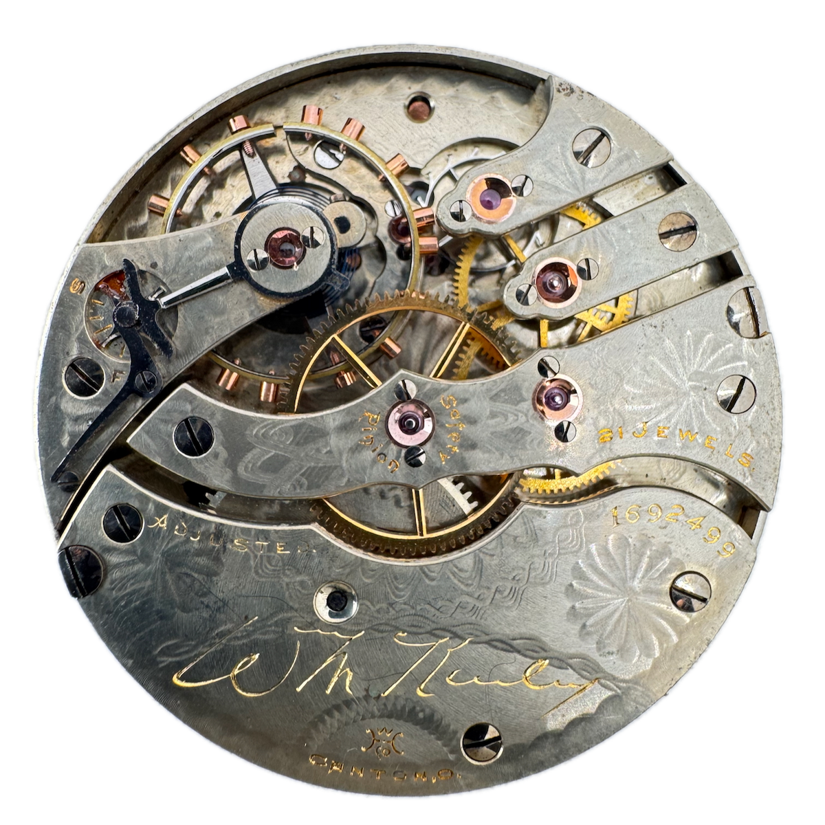 Antique 16s 1902 Hampden 21j Mechanical Hunter Pocket Watch Movement McKinley