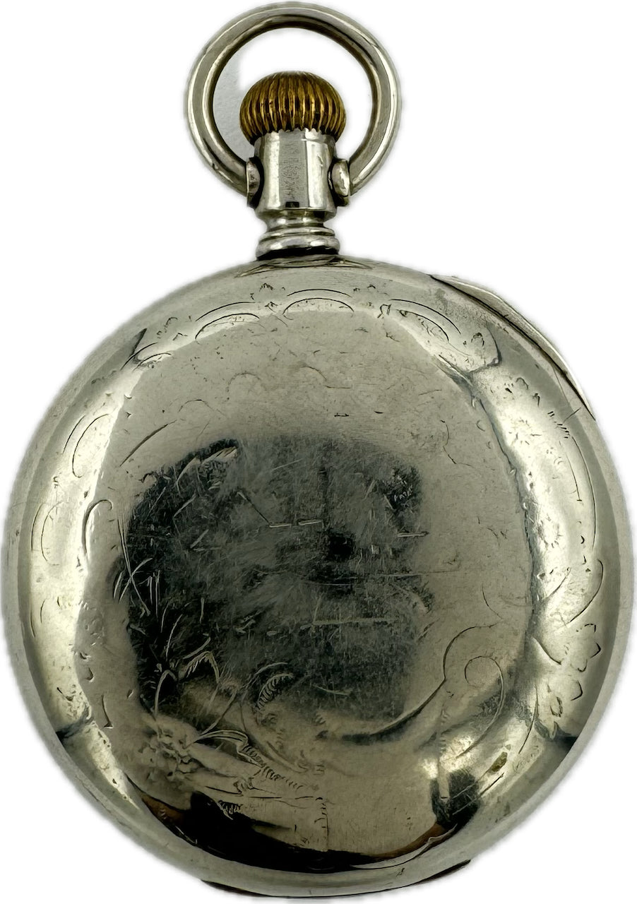 Antique 18 Size Keystone Open Face Pocket Watch Case Silveroid Engraved USA