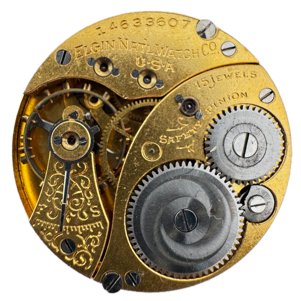 Antique 0s 1910 Elgin 15 Jewel Mechanical Hunter Pocket Watch Movement 377 USA