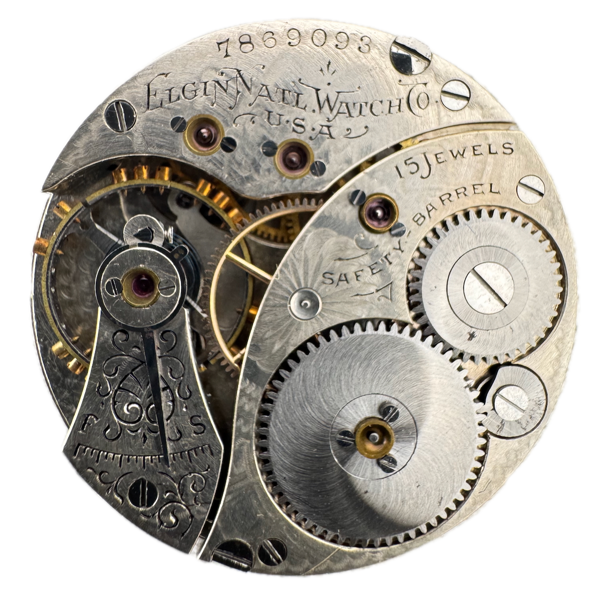 Antique 0s 1899 Elgin 15 Jewel Mechanical Hunter Pocket Watch Movement 199 USA