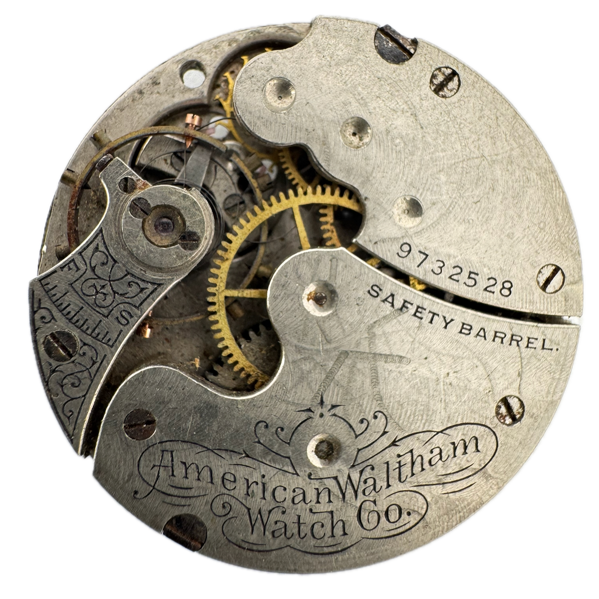 Antique 0s 1900 Waltham 1891 7J Mechanical Open Face Pocketwatch Movement No. 61