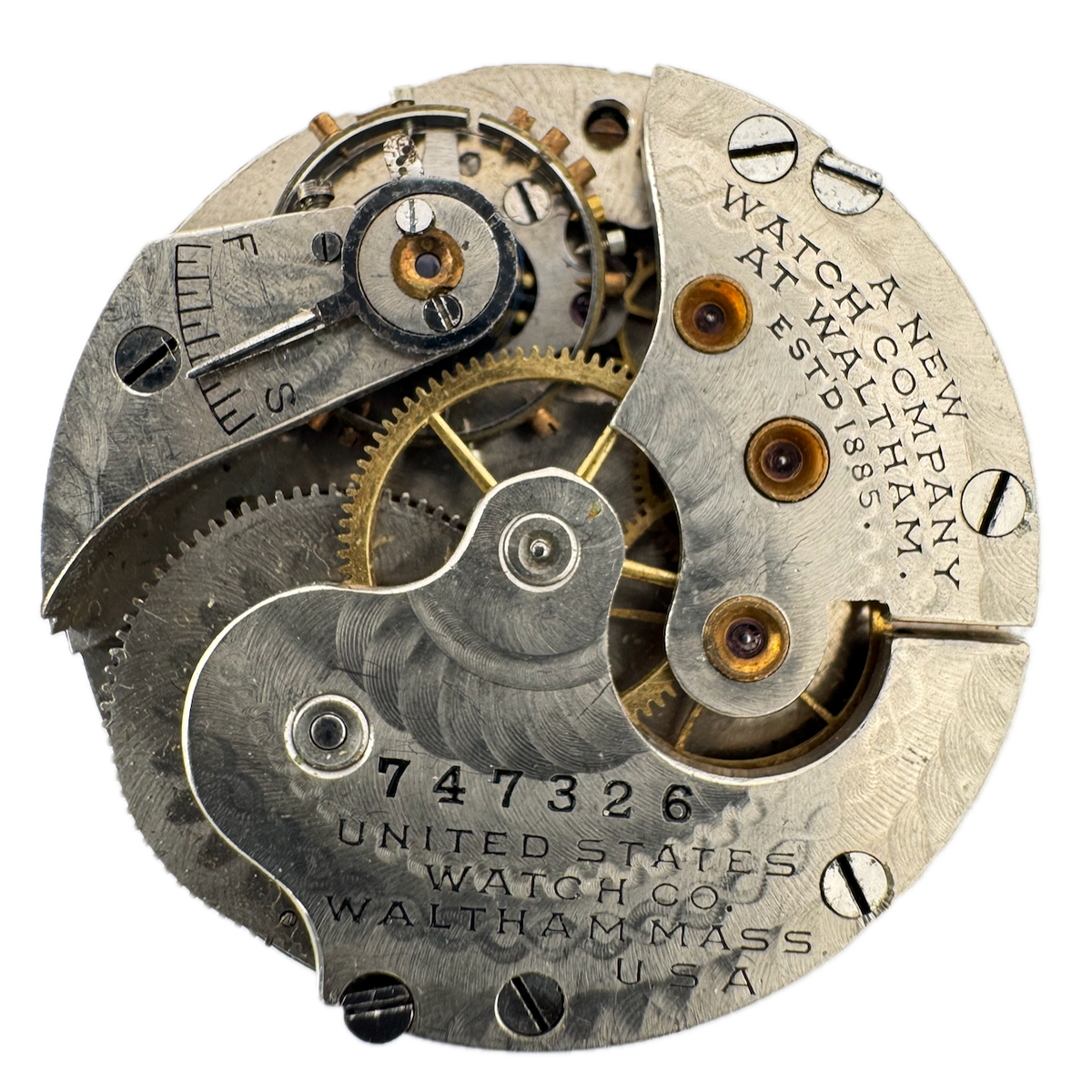 Antique 0s 1904 US Watch Co. Suffolk Mechanical Hunter Pocket Watch Movement 174