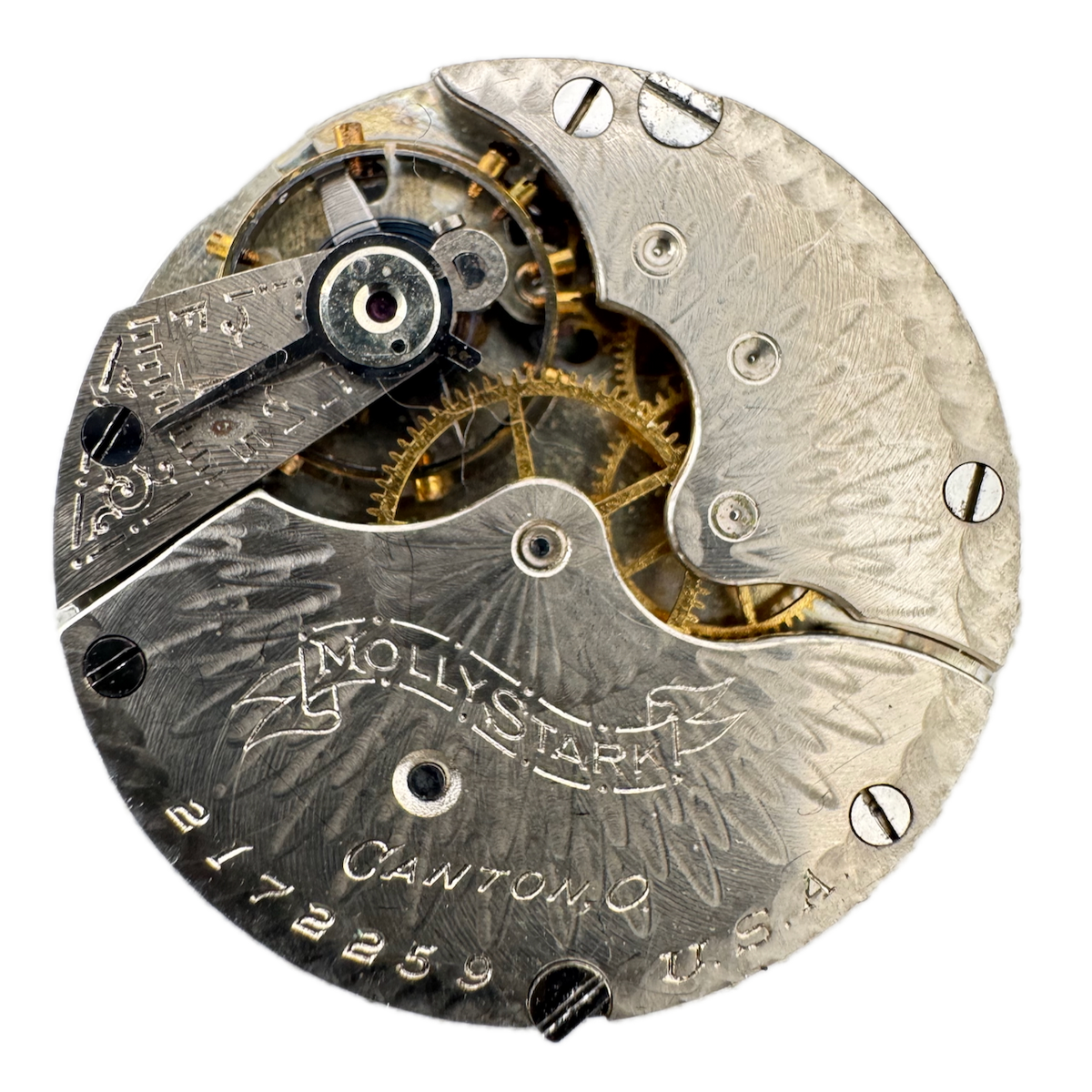 Antique 3/0s 1906 Hampden 7j Hunter Pocket Watch Movement Molly Stark USA