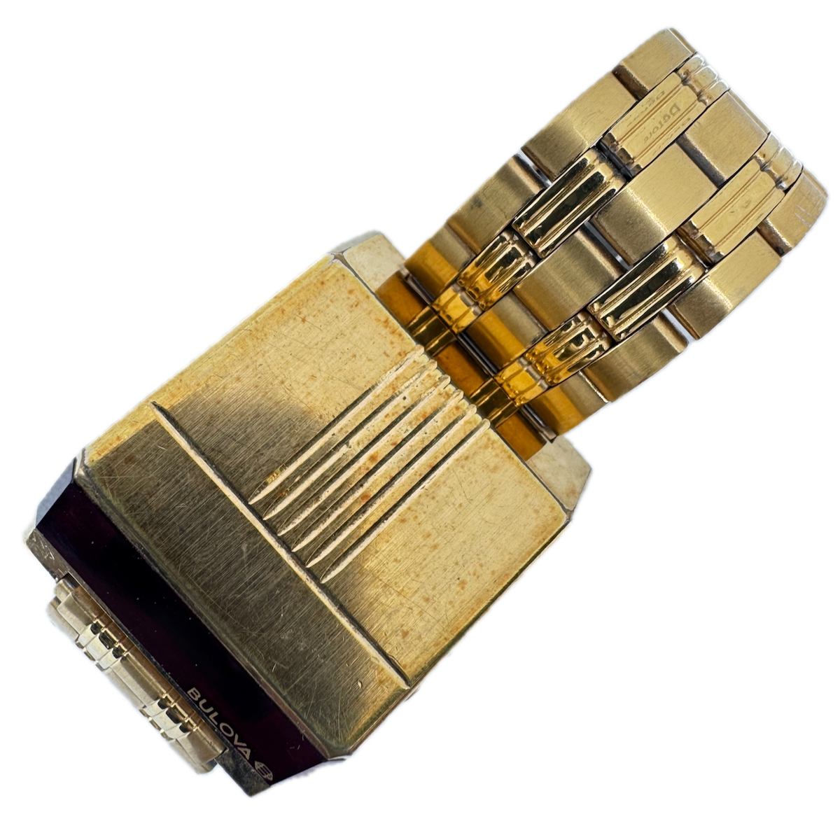 Vintage 1976 Bulova Computron Men's Digital LED Wristwatch USA Gold Tone