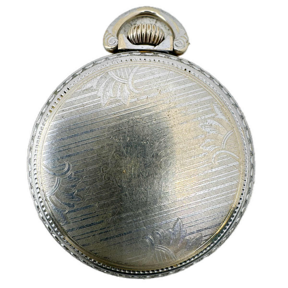 Antique 18s Emperor Art Deco Pinstripped Pocket Watch Case for Mechanical Chrome