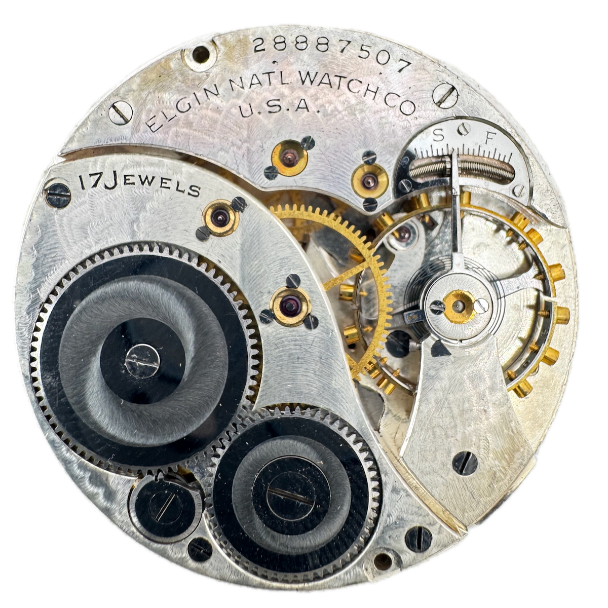 Vintage 12s 1926 Elgin 17 Jewel Mechanical Pocket Watch Movement 345 USA