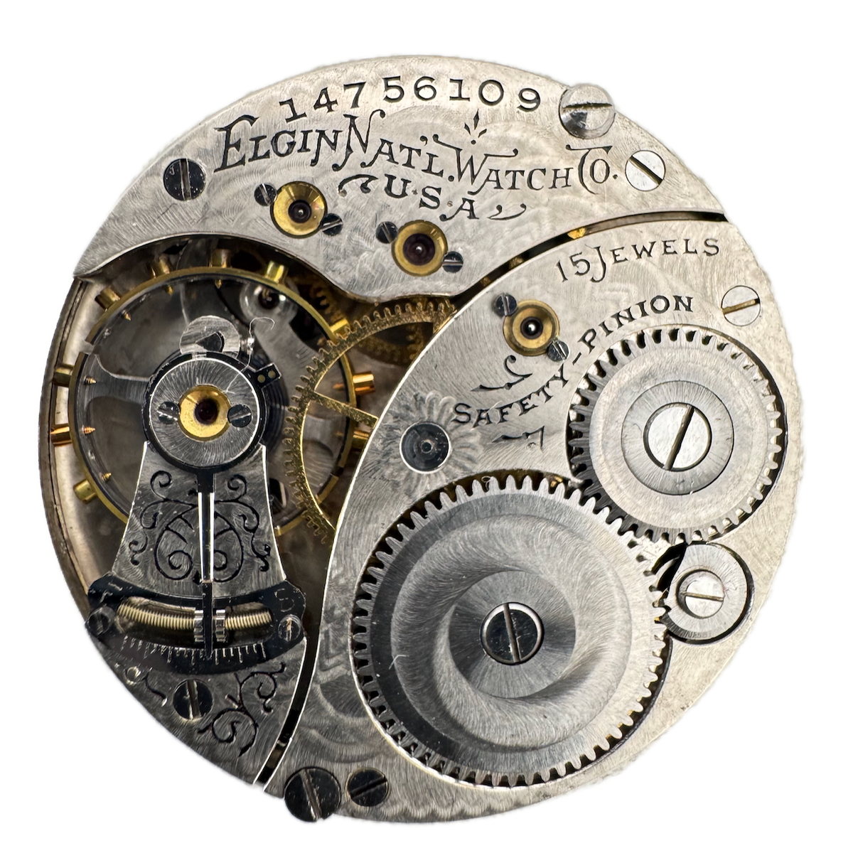 Antique 0s 1910 Elgin 15 Jewel Mechanical Hunter Pocket Watch Movement 354 USA