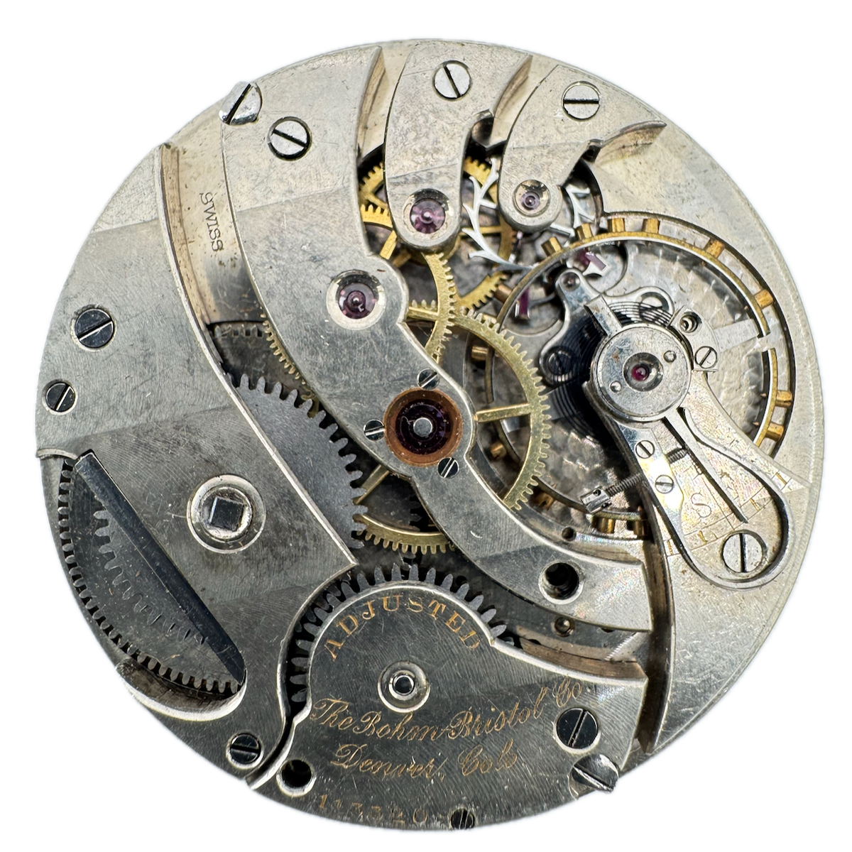 Antique 40mm The Bohm-Bristol Co. Agassiz Pocket Watch Movement Private Label