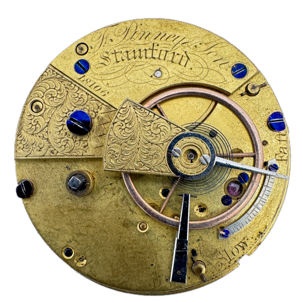 Antique 39mm H. Pinney & Son C19th Key Wind Fusee Pocket Watch Movement Britain