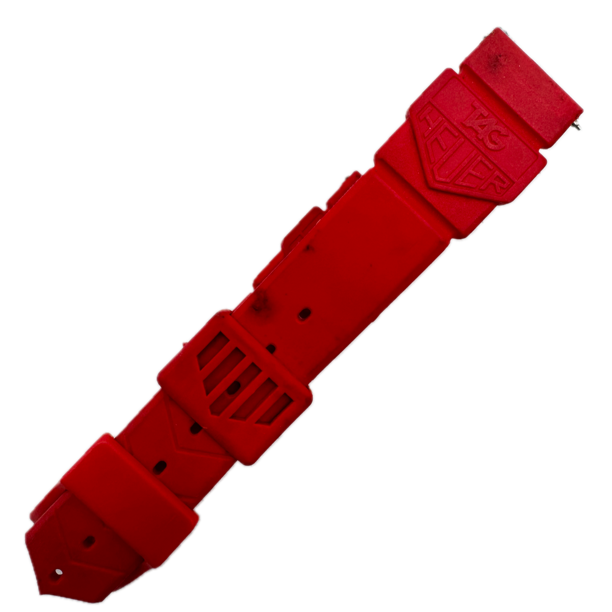 Vintage 18mm Tag Heuer Men's Wristwatch Band Rubber Red Dive Strap Swiss Made