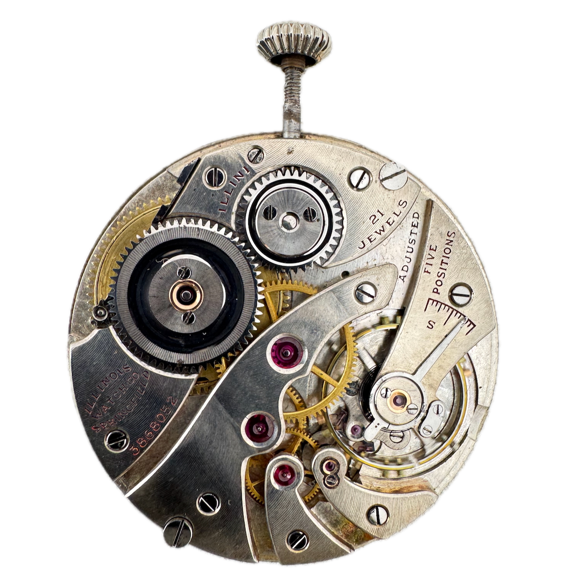 Antique 13s 1921 Illinois Illini 21 Jewel Mechanical Pocket Watch Movement 538