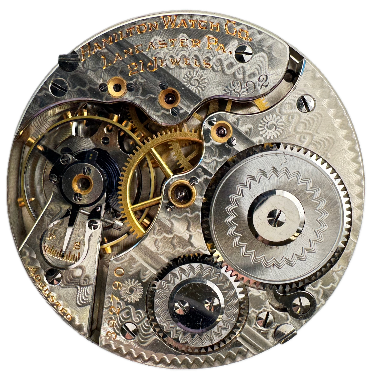 Antique 16s 1912 Hamilton 21J Mechanical Railroad Pocket Watch Movement 992 USA