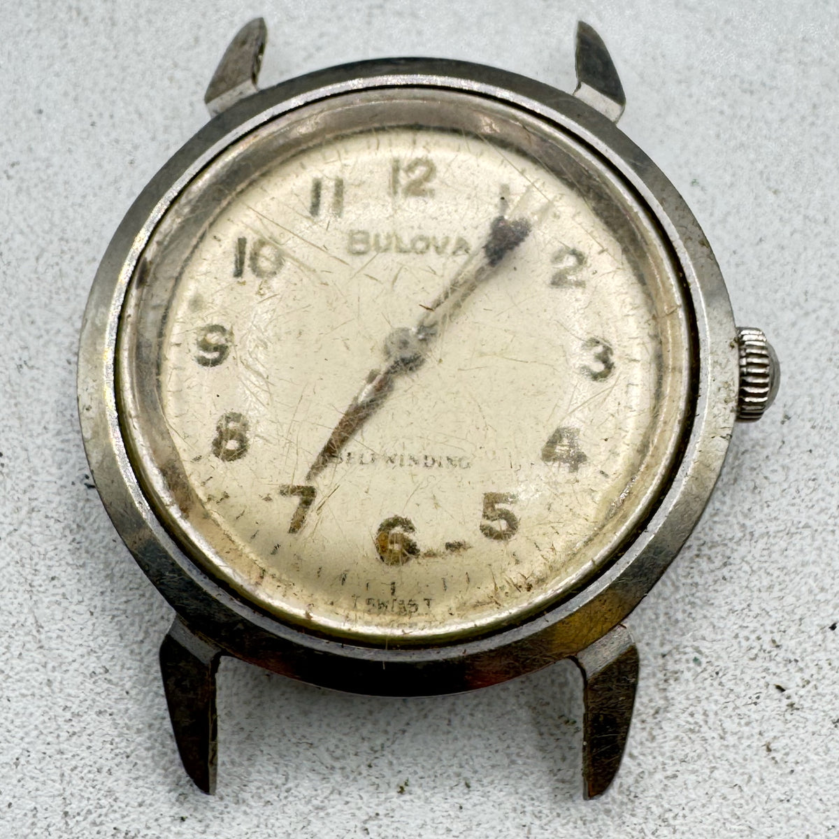 Vintage 1962 Bulova Horn Lugs Men's Automatic Wristwatch Swiss Stainless Steel