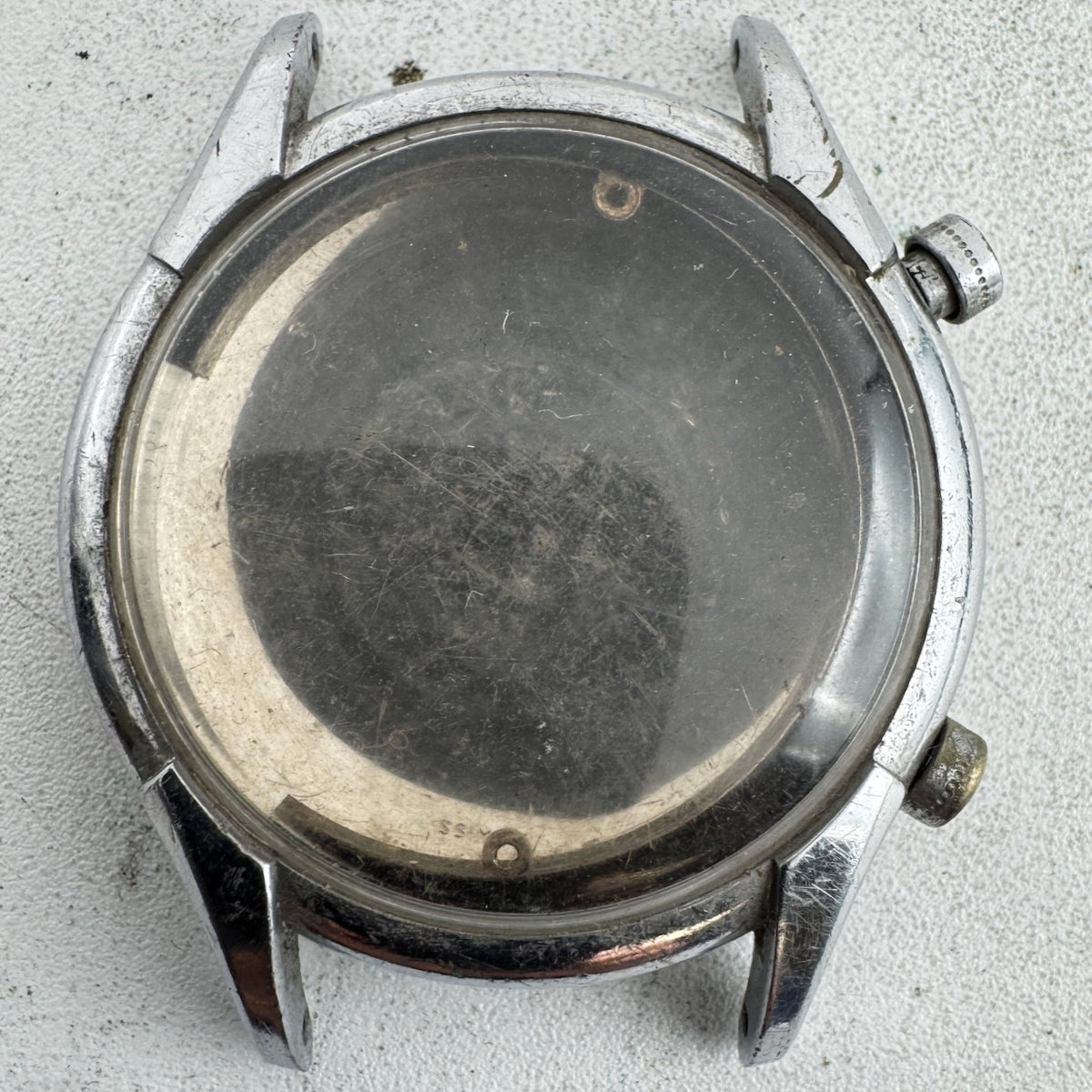 Vintage Pierce Men's Wristwatch Case for Chronograph 37mm Steel & Chrome Swiss