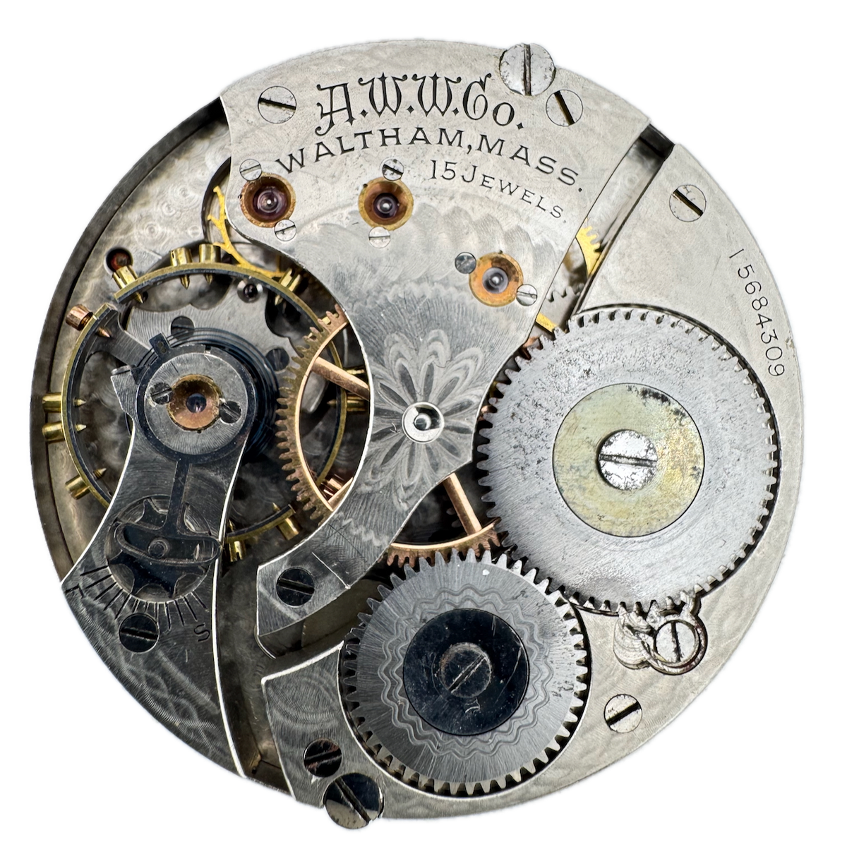 Antique 16s 1907 Waltham 15j Mechanical Pocket Watch Movement Sterling USA