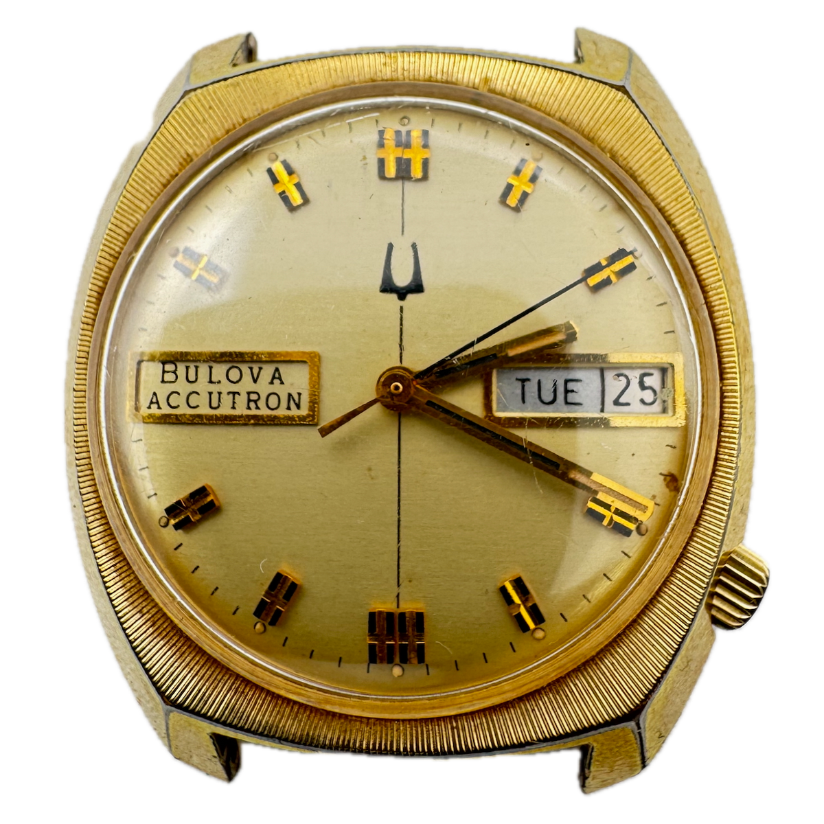 Vintage 1976 Accutron G3628 Day Date Men's Tuning Fork Wristwatch 218 Gold Tone