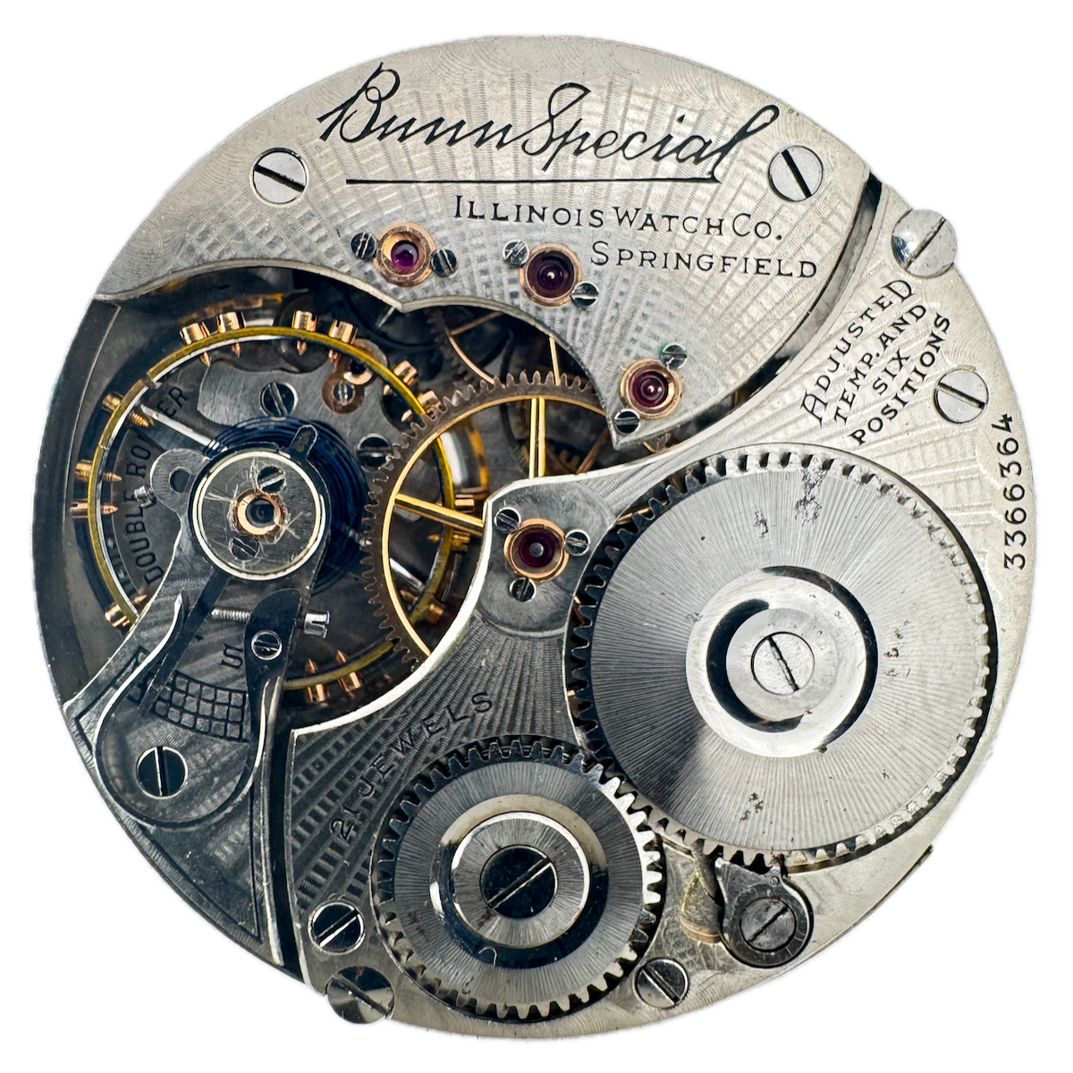 Antique 16s 1918 Illinois Bunn Special 21j Railroad Pocket Watch Movement USA