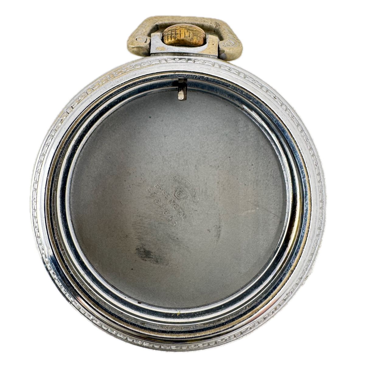 Antique 18s Keystone Deco Edge Open Face Pocket Watch Case Chrome USA