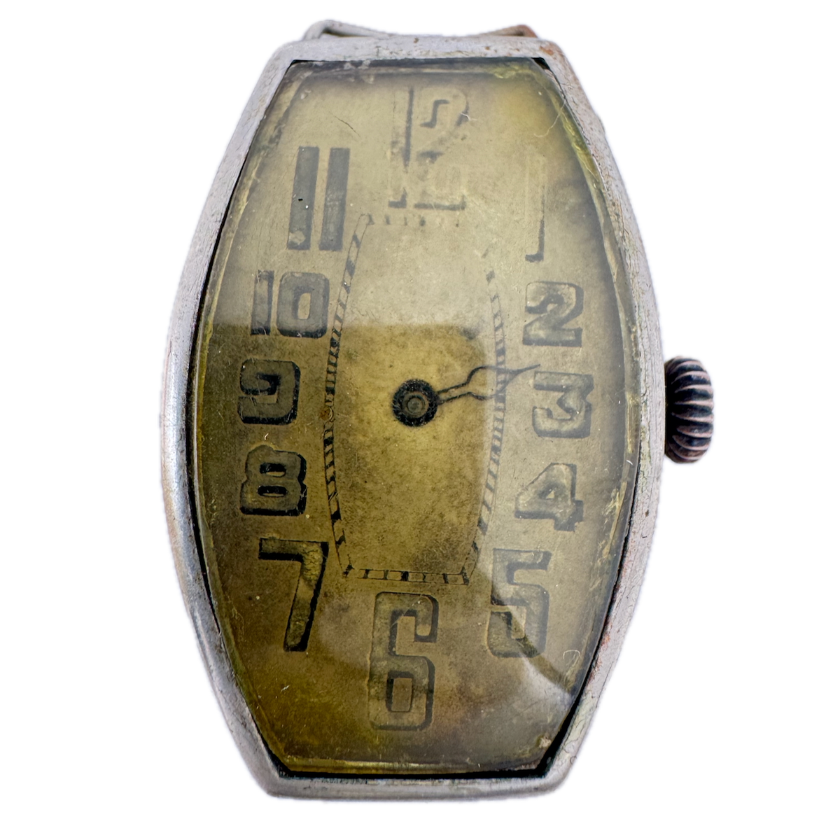 Vintage 26mm Unbranded Large Tonneau Men's Mechanical Wristwatch Nickel