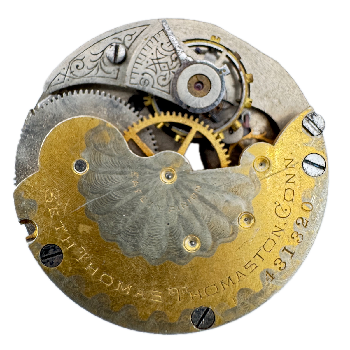 Antique 6s Seth Thomas Two Tone Mechanical Hunter Pocket Watch Movement 35