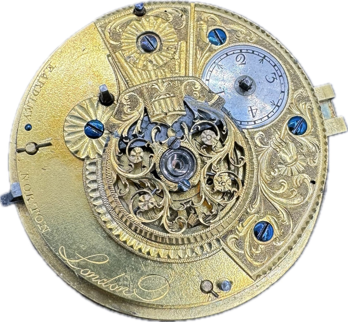 Antique 53mm Eardley Norton London Key Wind Verge Fusee Pocket Watch Movement