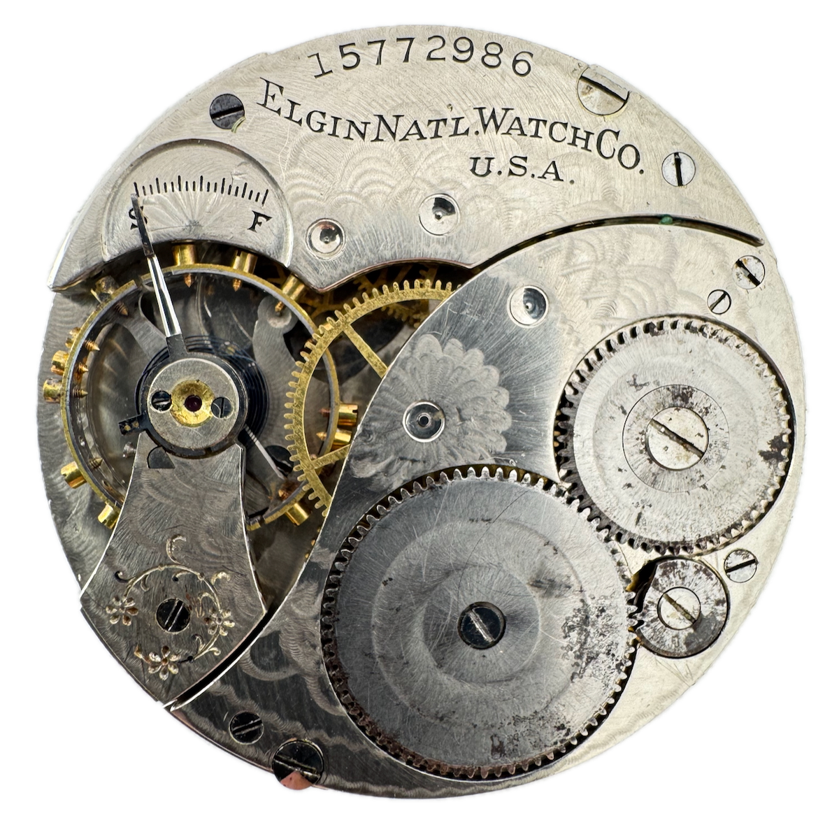 Antique 12s Elgin 2 Mechanical Hunter Pocket Watch Movement 301 USA fParts