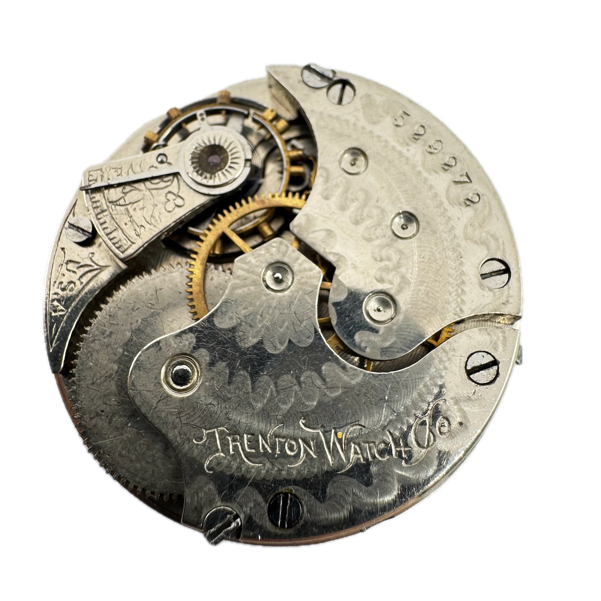 Antique 6S Trenton 7 Jewel Mechanical Hunter Pocket Watch Movement Grade 50 USA