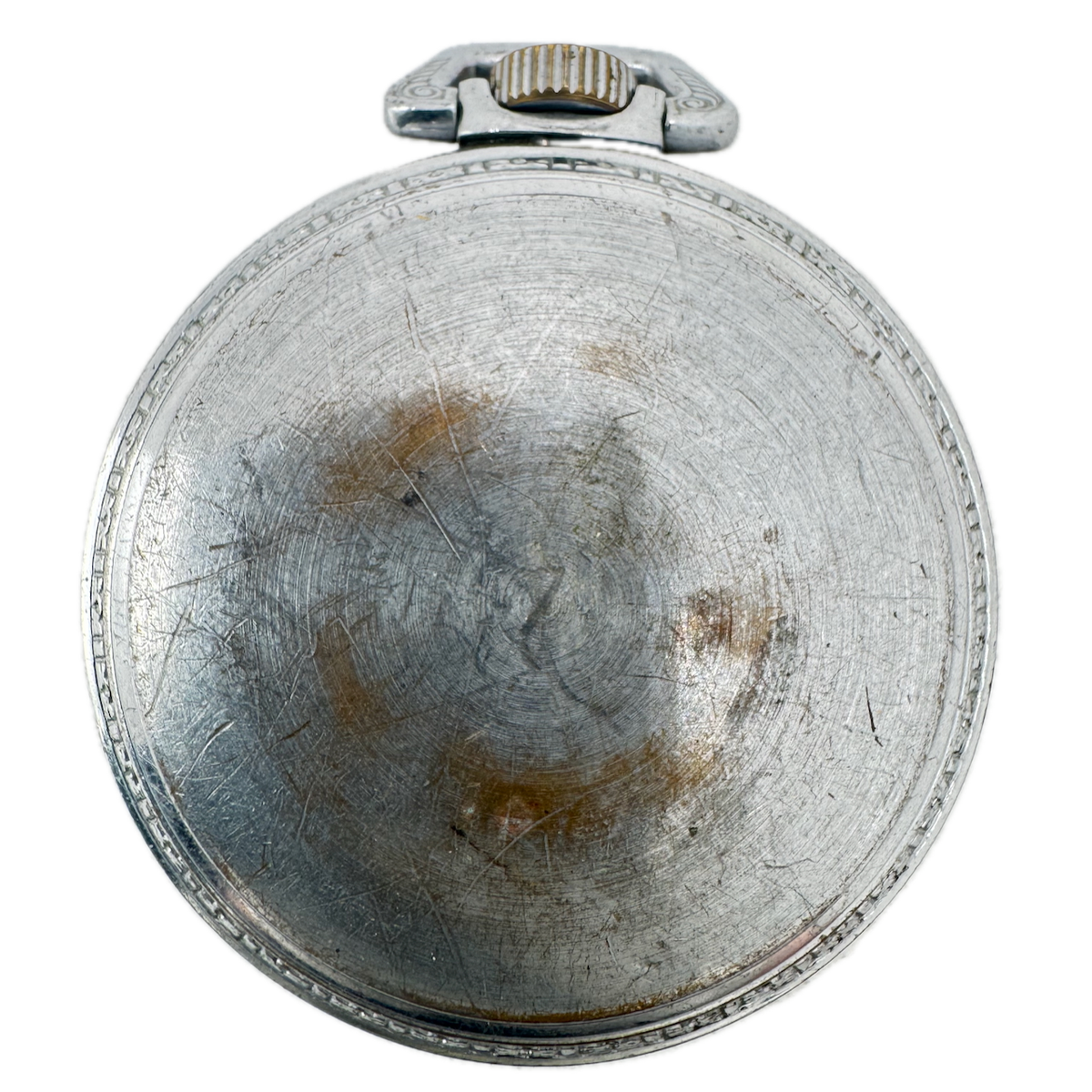 Antique 18s Keystone Deco Edge Open Face Pocket Watch Case Nickel USA