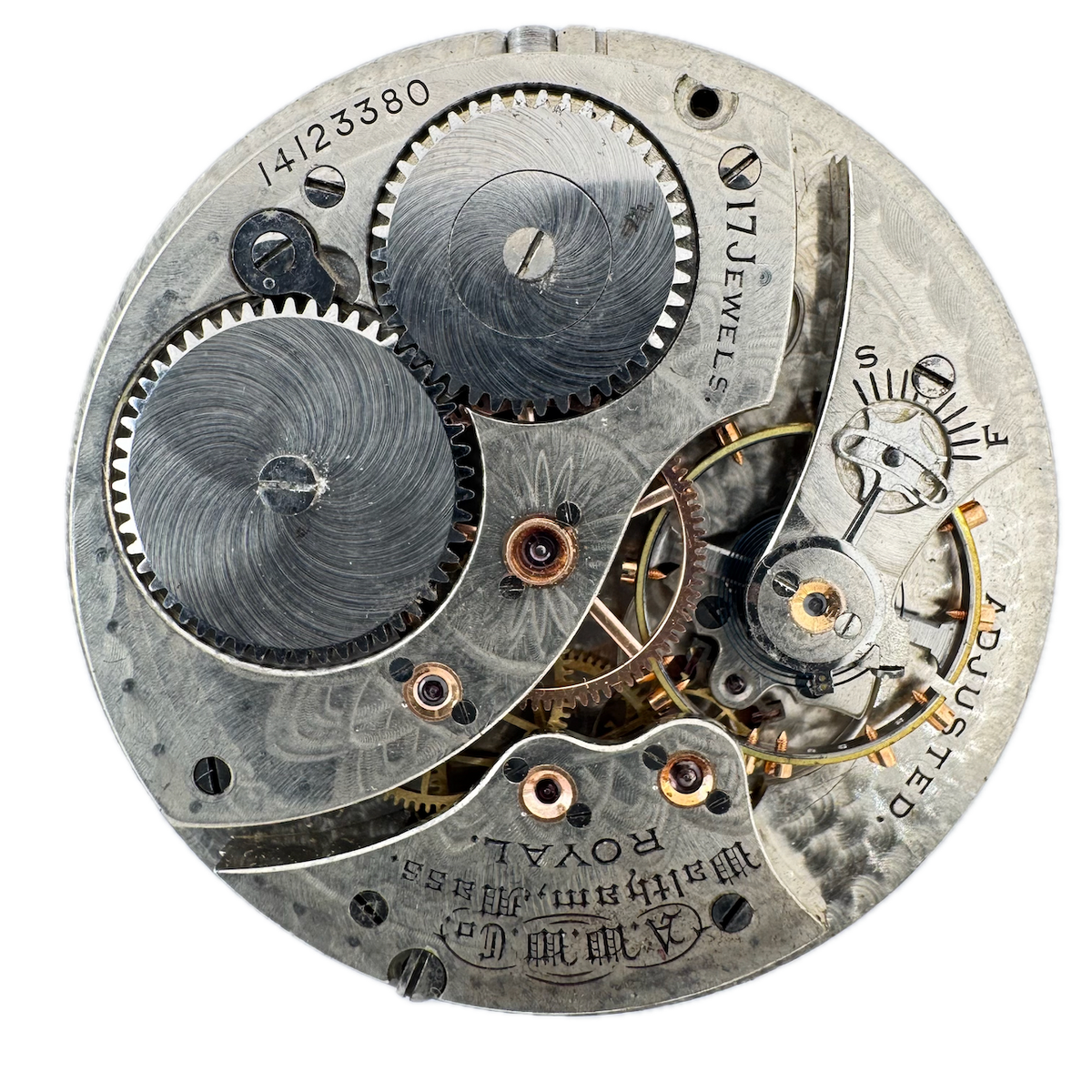 Antique 14s 1907 Waltham 17 Jewel Mechanical Pocket Watch Movement Royal USA