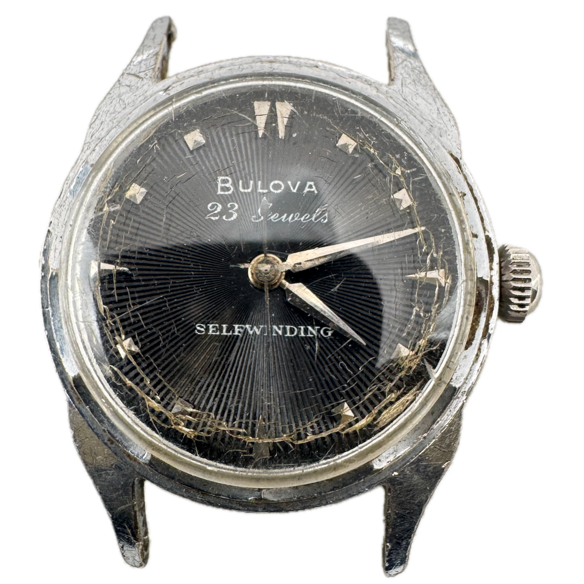 Vintage 1954 Bulova Black Sunburst 23 J Men's Automatic Wristwatch 10 BPAC USA